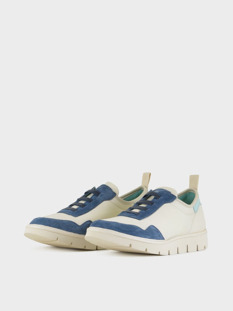 Panchic SLIP ON P05 UOMO IN NYLON E SUEDE NEBBIA-BLUE-ACQUAMARINA Vendita