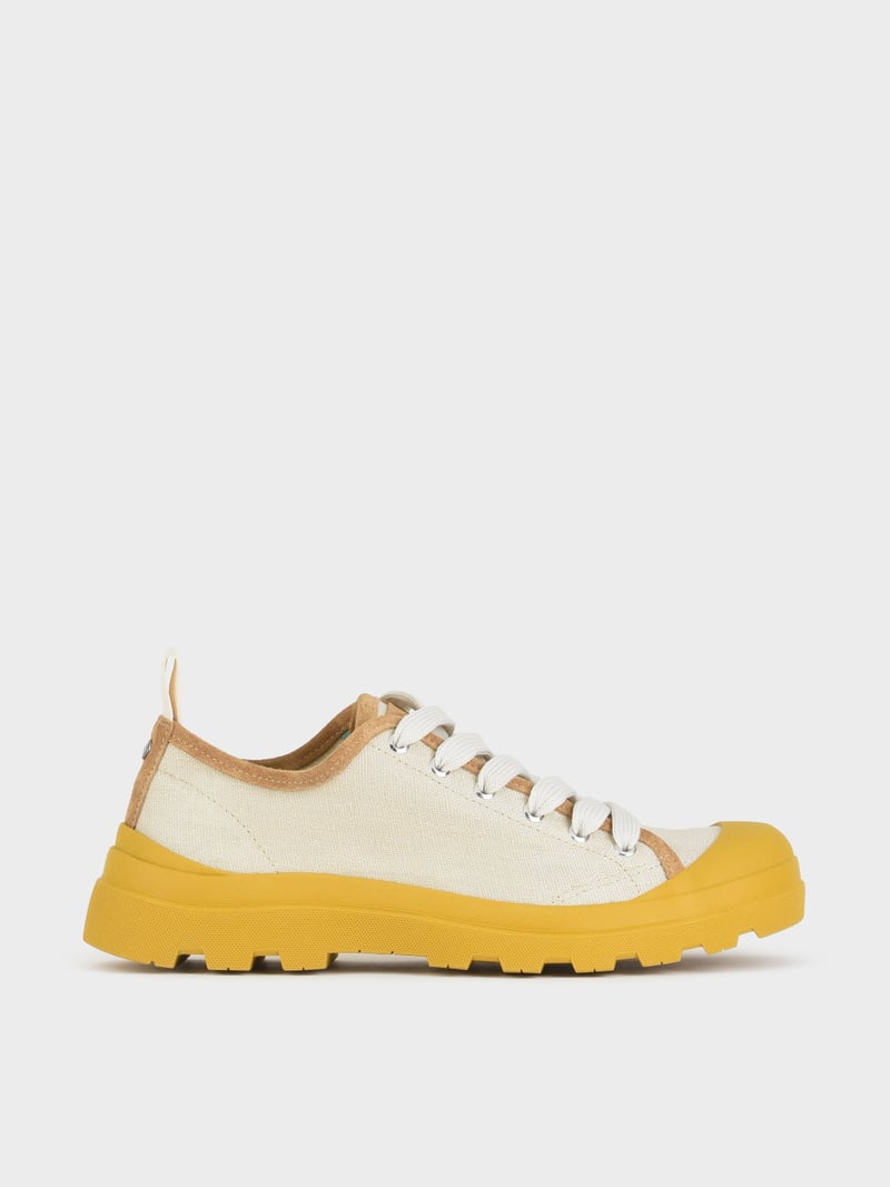 Panchic SCARPA ALLACCIATA P03 UOMO IN LINO E SUEDE NEBBIA-GIALLO Promozione