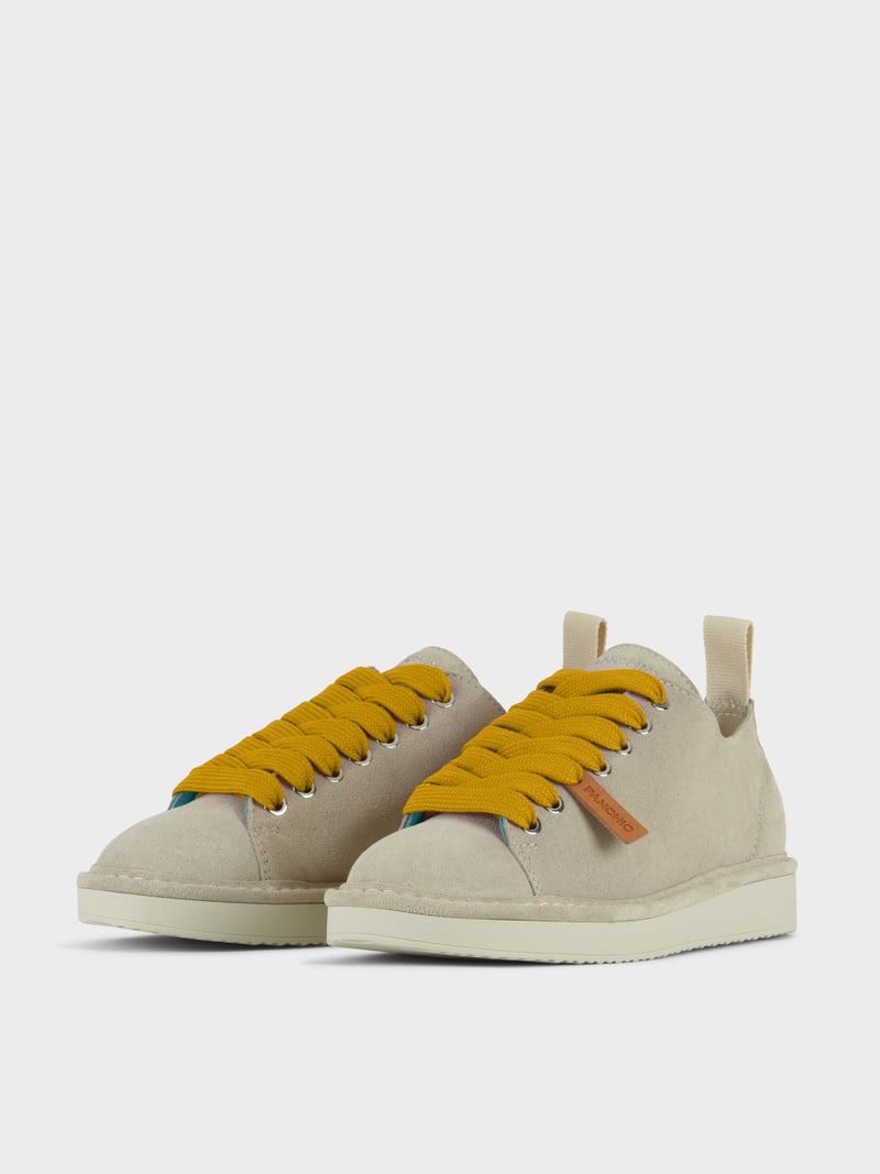 Panchic SCARPA ALLACCIATA P01 UOMO IN SUEDE NEBBIA-GIALLO Consegna Veloce