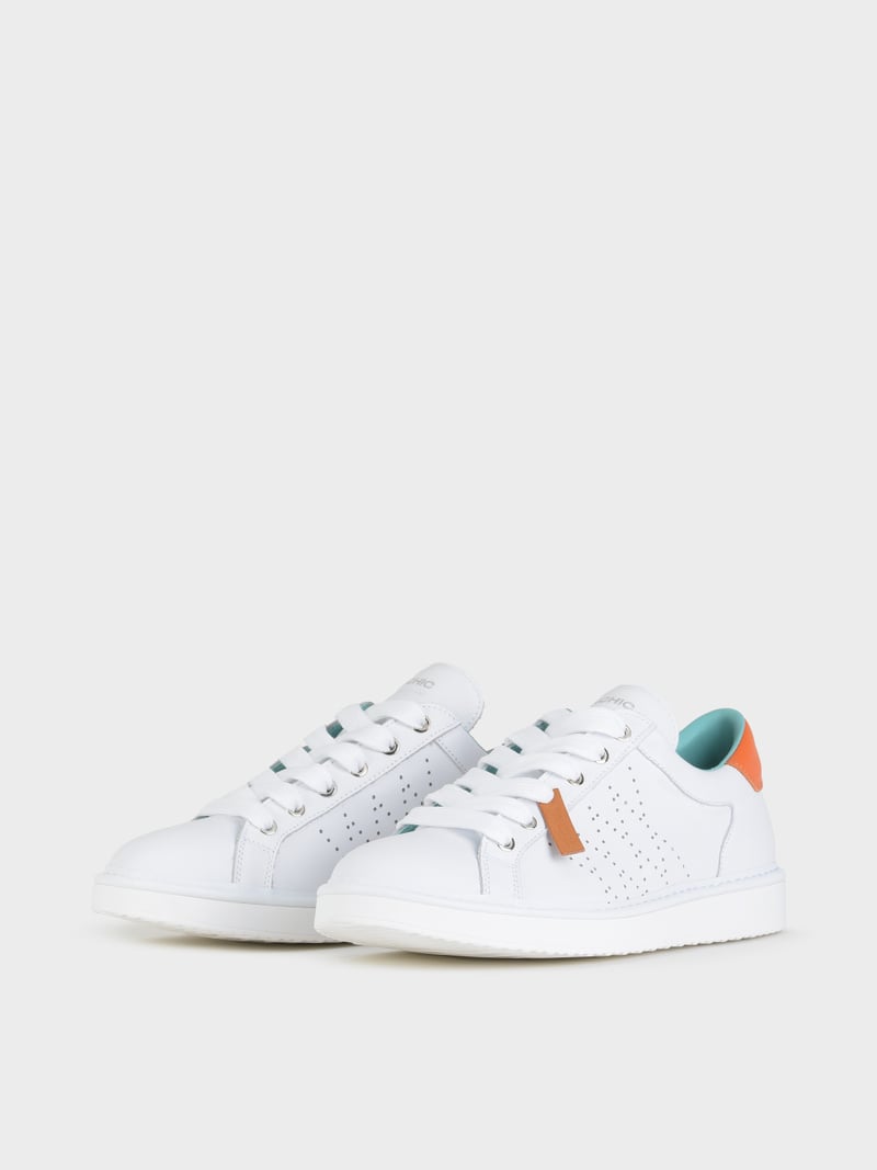 Panchic SCARPA ALLACCIATA P01 UOMO IN PELLE BIANCO-ARANCIO Affare Del Giorno