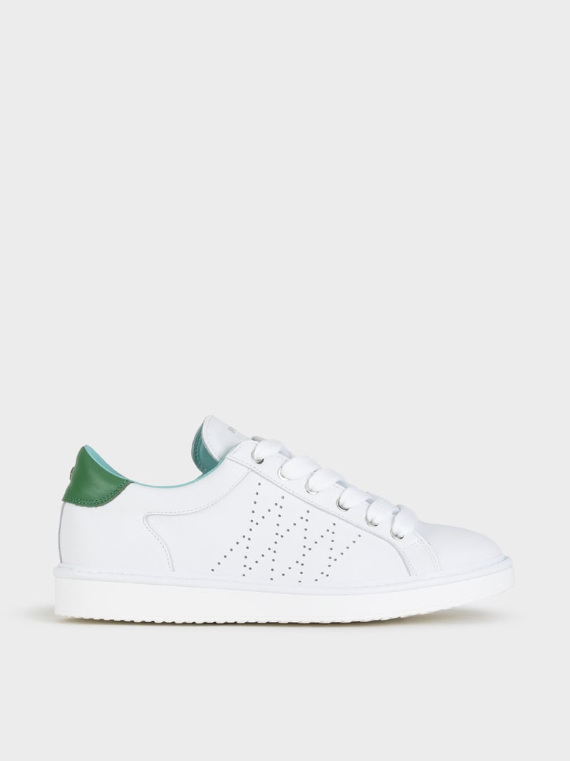Panchic SCARPA ALLACCIATA P01 UOMO IN PELLE BIANCO-VERDE Prezzo Ridotto