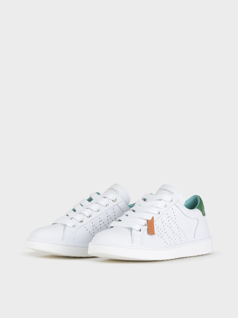 Panchic SCARPA ALLACCIATA P01 UOMO IN PELLE BIANCO-VERDE Prezzo Ridotto