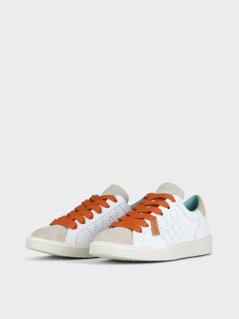 Panchic SCARPA ALLACCIATA P01 UOMO IN PELLE E SUEDE BIANCO-NEBBIA-ARANCIO BRUCIATO Sottocosto