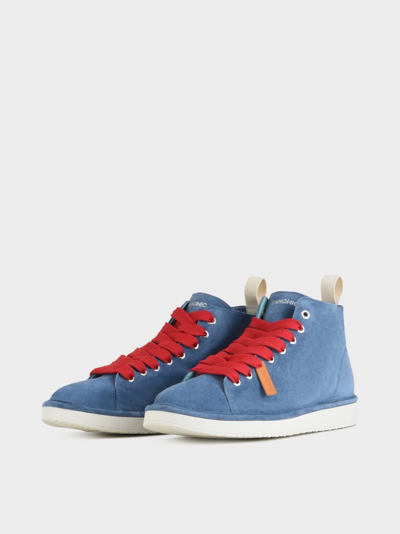 Panchic POLACCHINO P01 UOMO IN SUEDE BLUE-ROSSO Presa