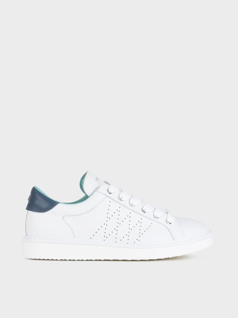 Panchic SCARPA ALLACCIATA P01 UOMO IN PELLE BIANCO-BLU Sconto