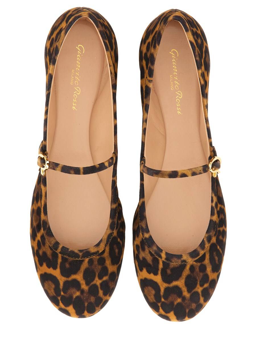 GIANVITO ROSSI BALLERINA CARLA IN SUEDE STAMPA LEOPARD Economico