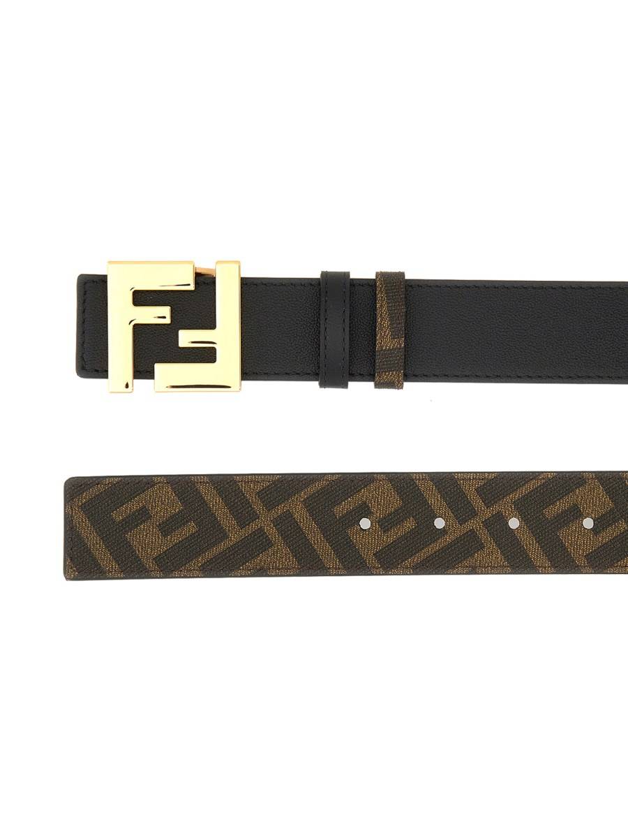 FENDI CINTURA IN PELLE REVERSIBILE CON LOGO In Vendita