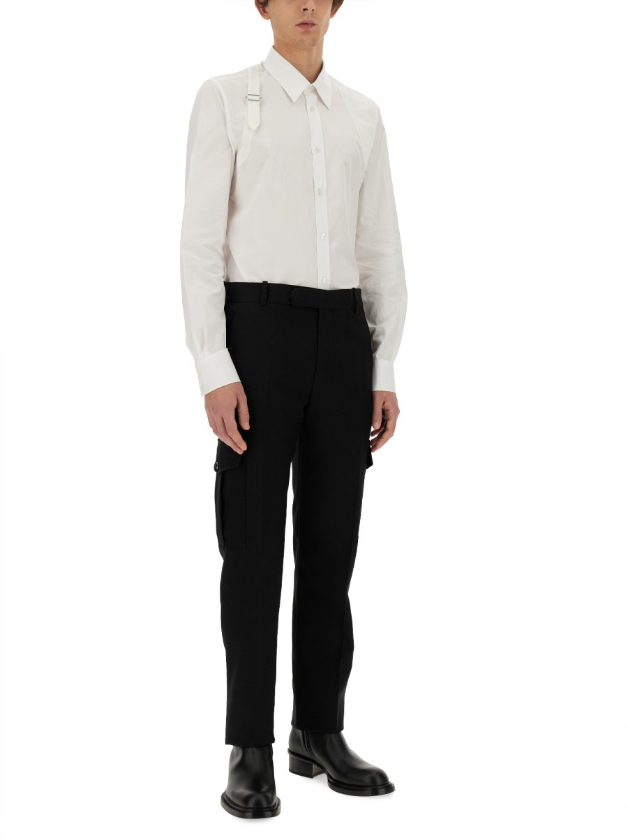 ALEXANDER McQUEEN PANTALONE MILITARY IN LANA Promozione Limitata