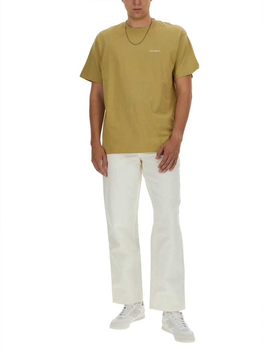 CARHARTT WIP T-SHIRT IN JERSEY DI COTONE CON RICAMO LOGO Vendite Flash
