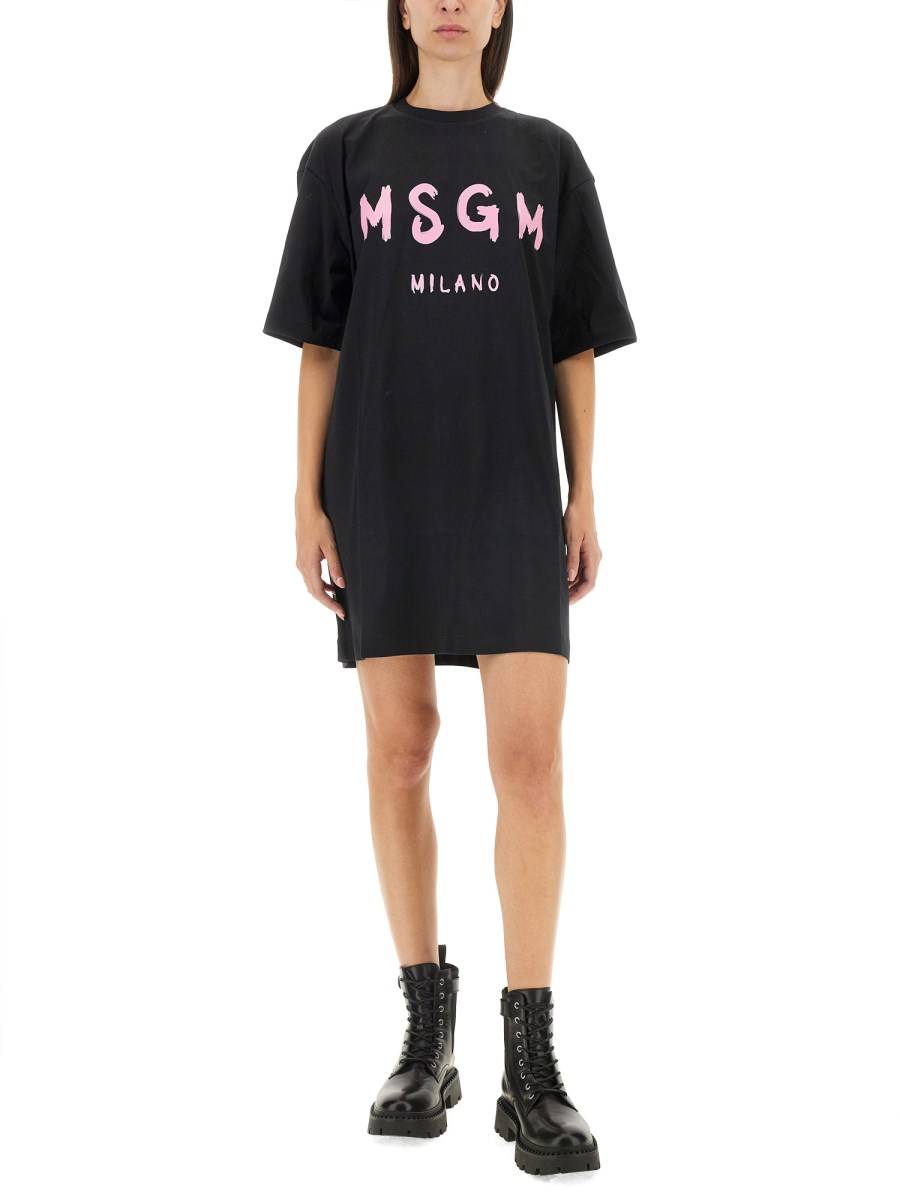 MSGM ABITO IN JERSEY DI COTONE CON LOGO In Vendita