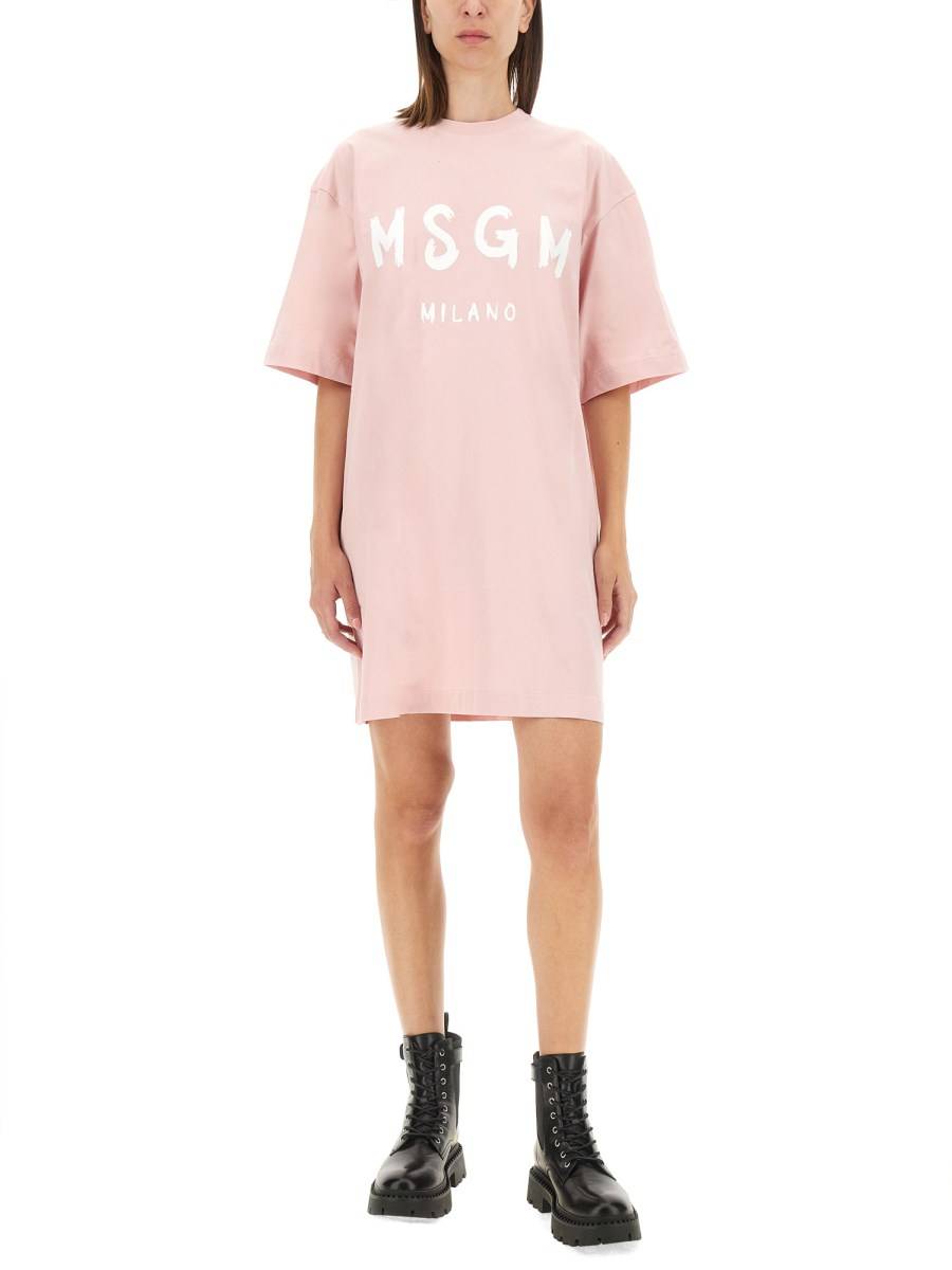 MSGM ABITO IN JERSEY DI COTONE CON LOGO Saldi