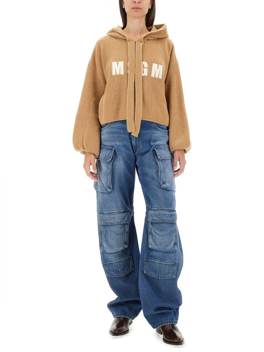 MSGM FELPA IN MAGLIA DI LANA CON LOGO Hotsell