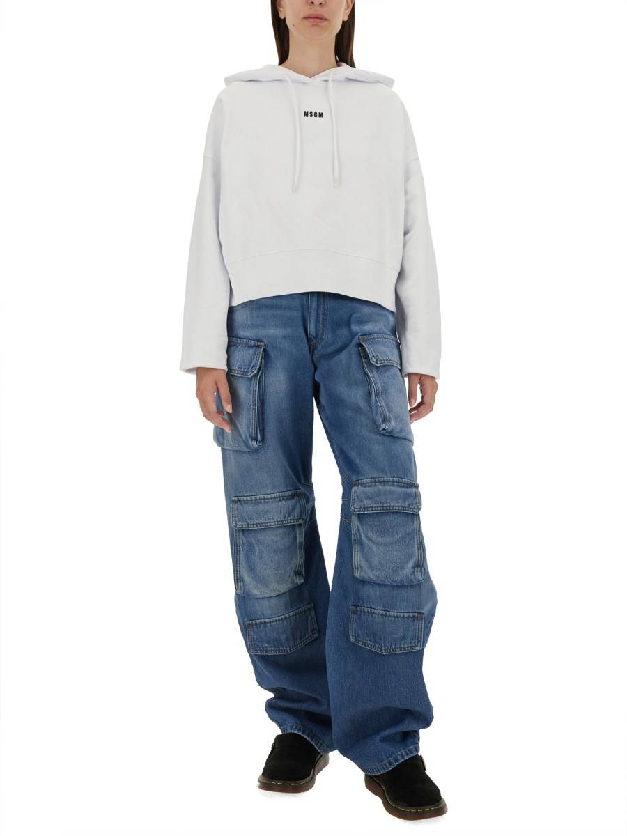 MSGM FELPA IN COTONE CON MICRO LOGO In Linea