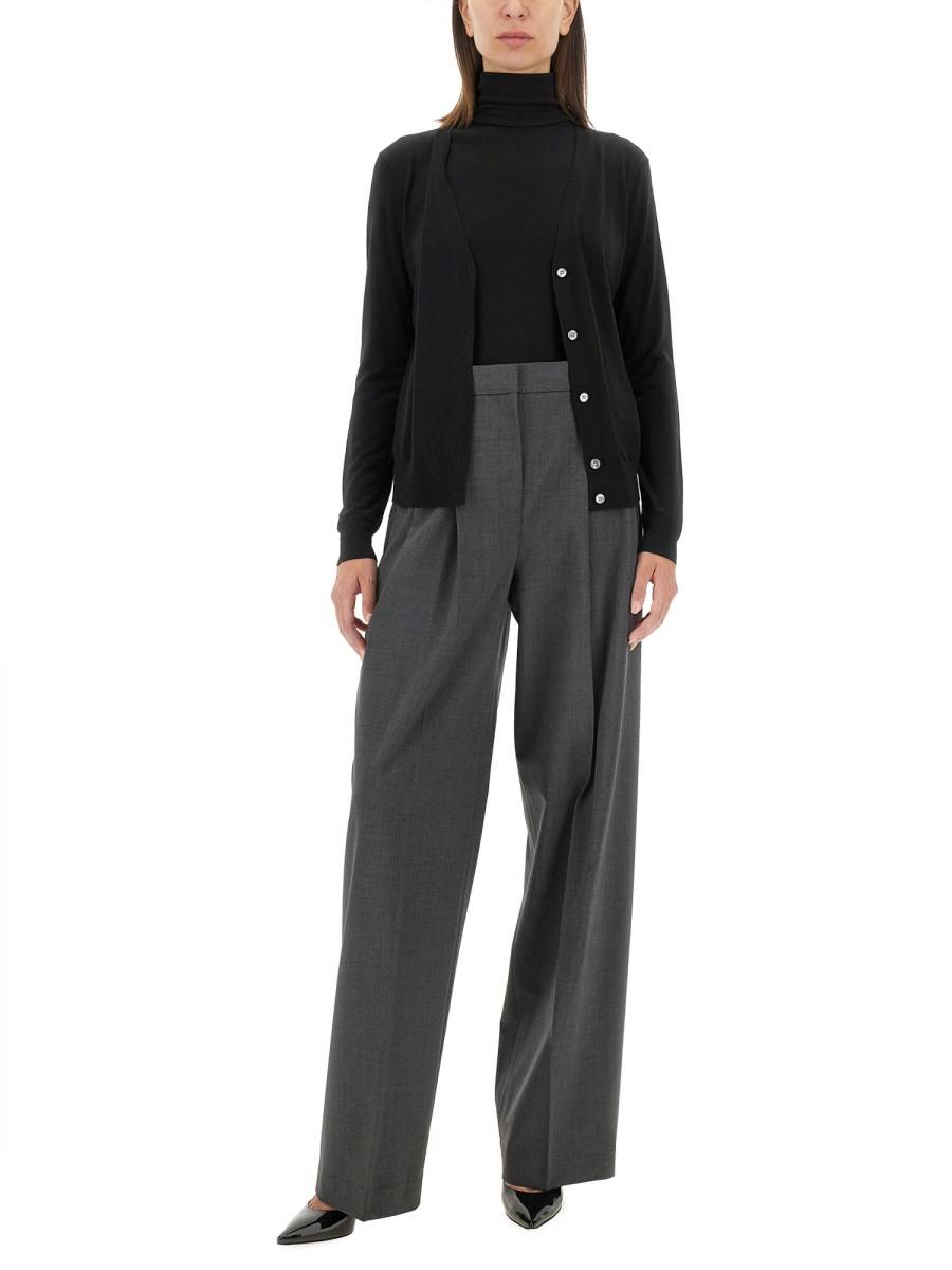 THEORY CARDIGAN IN LANA CON SCOLLO A V Spedizione Gratuita