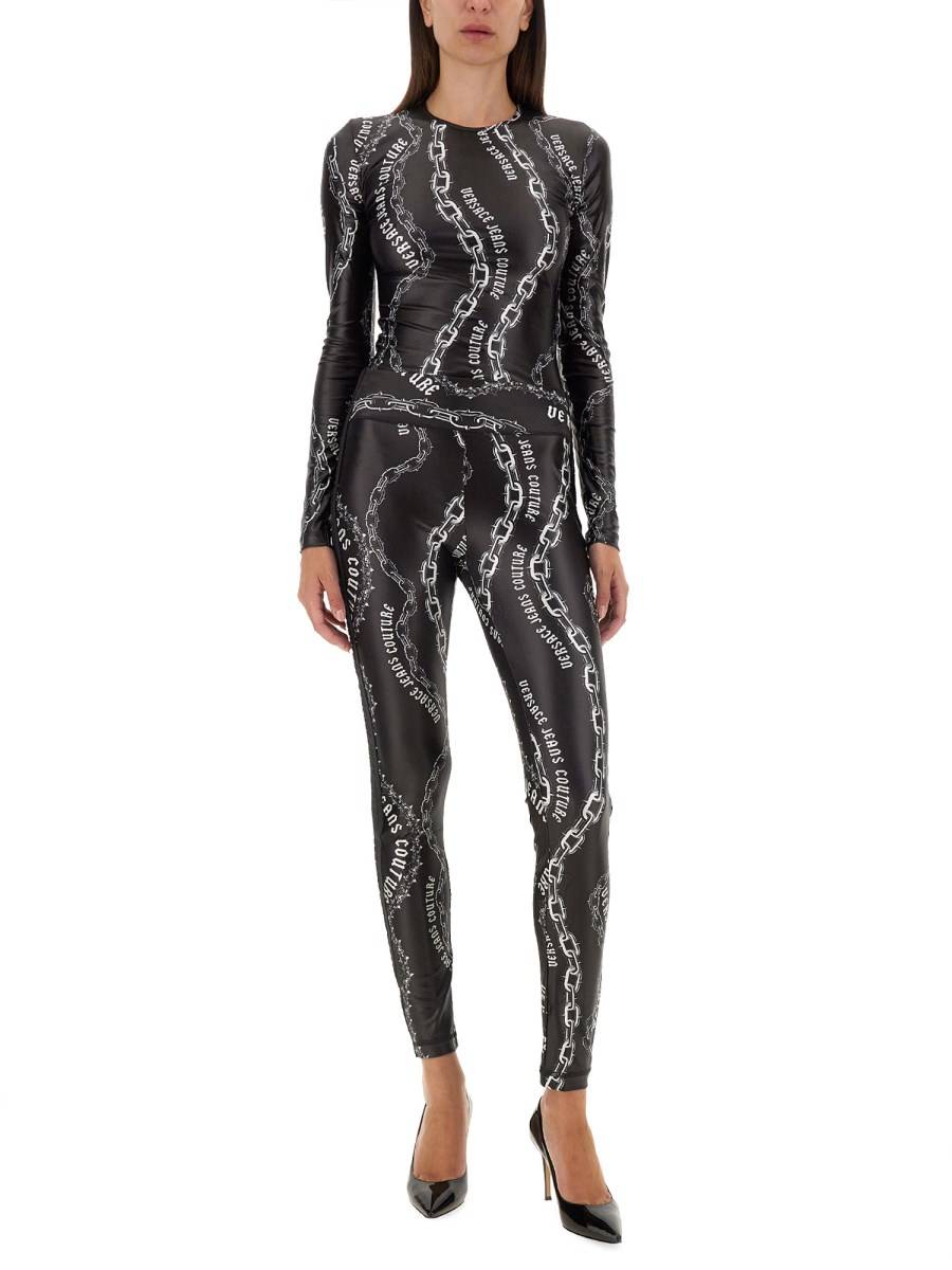 VERSACE JEANS COUTURE LEGGINGS CON LOGO Prezzo Ridotto