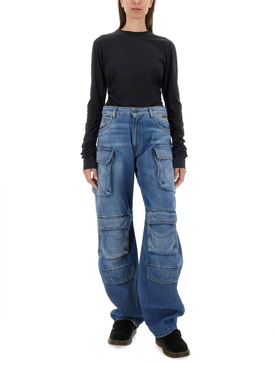 MSGM T-SHIRT IN JERSEY DI COTONE CON LOGO E RUCHES Fino Al -60%