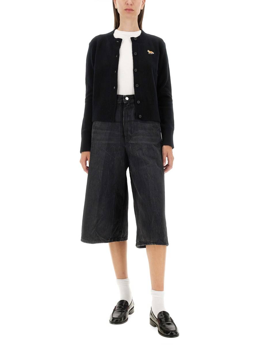 MAISON KITSUNÉ CARDIGAN CON PATCH BABY FOX IN LANA Vendita Economica
