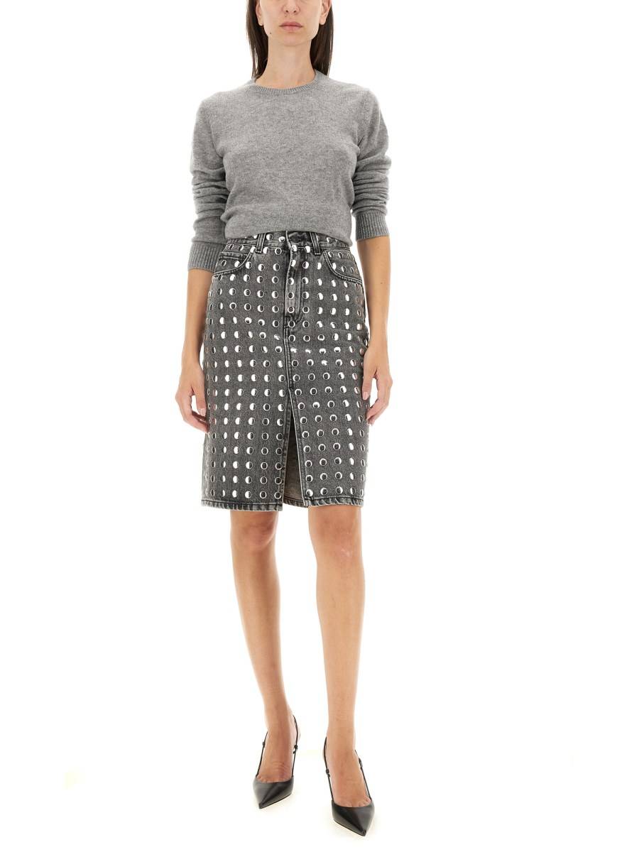 HAIKURE GONNA MIDI CON SPACCO E BORCHIE IN DENIM DI COTONE Negozi Online