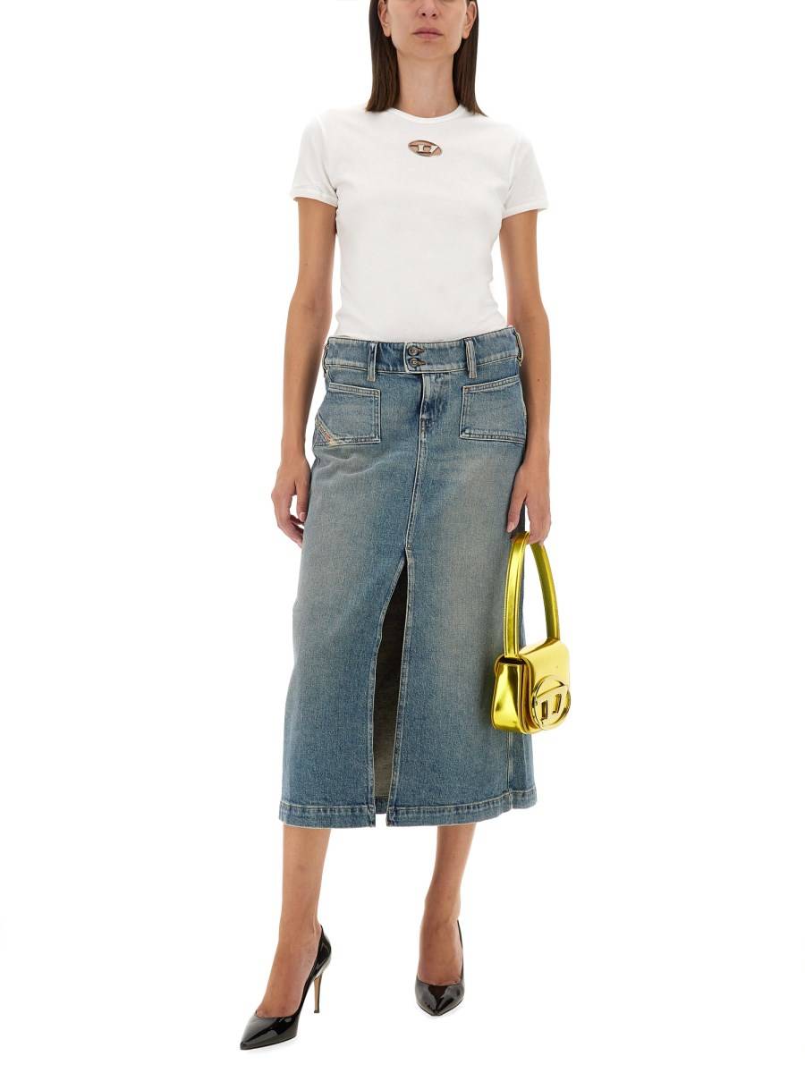 DIESEL GONNA MIDI IN DENIM DI COTONE Sconto