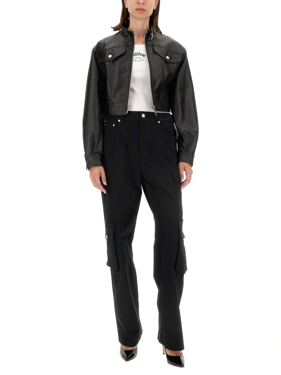MOSCHINO JEANS GIACCA BIKER IN PELLE Qualità Garantita