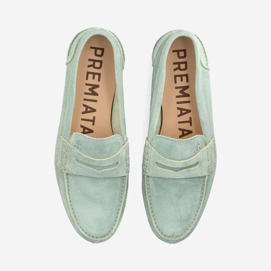 Premiata Mocassini M6780A in suede alga Offerta temporanea