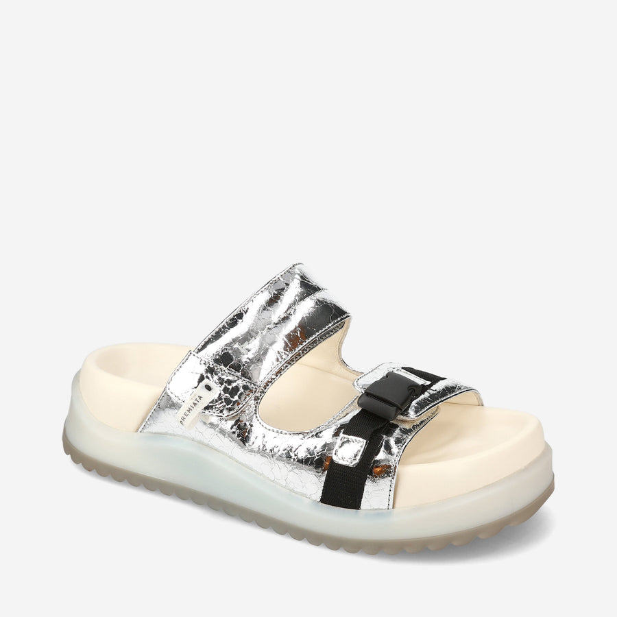 Premiata Sandali bassi M6701A in laminato silver Offerte stagionali