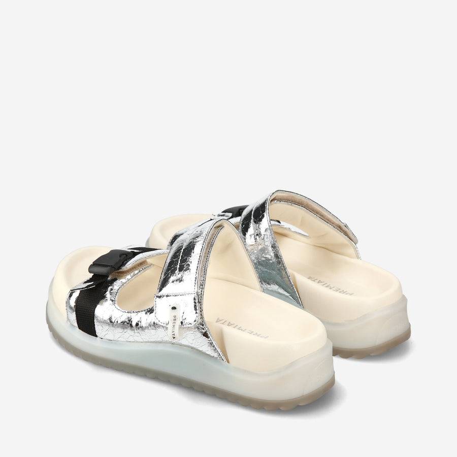 Premiata Sandali bassi M6701A in laminato silver Offerte stagionali