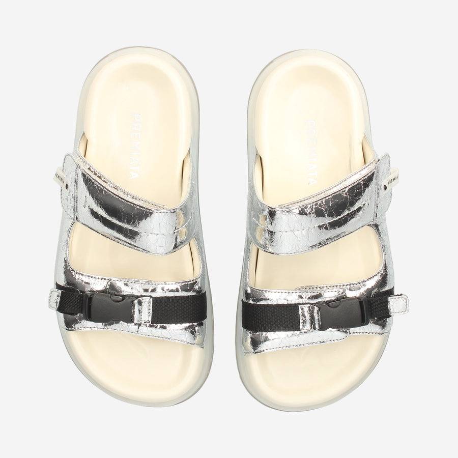 Premiata Sandali bassi M6701A in laminato silver Offerte stagionali