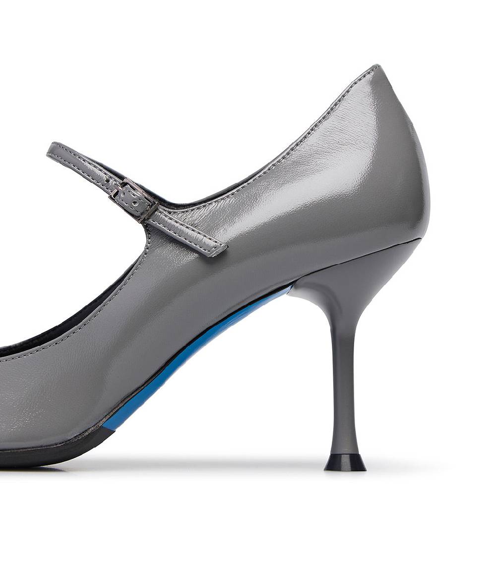 ﻿Loriblu Decollete in pelle lucida grigio con cinturino Moda