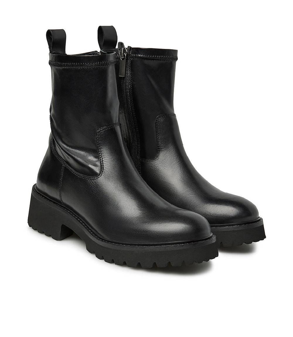 Loriblu Tronchetto in vitello nero e tessuto stretch Promozione