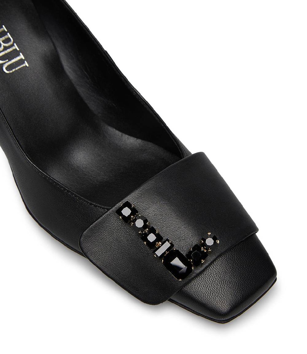 Loriblu Décolleté in nappa nero con Logo Signature cristalli Pezzi Unici