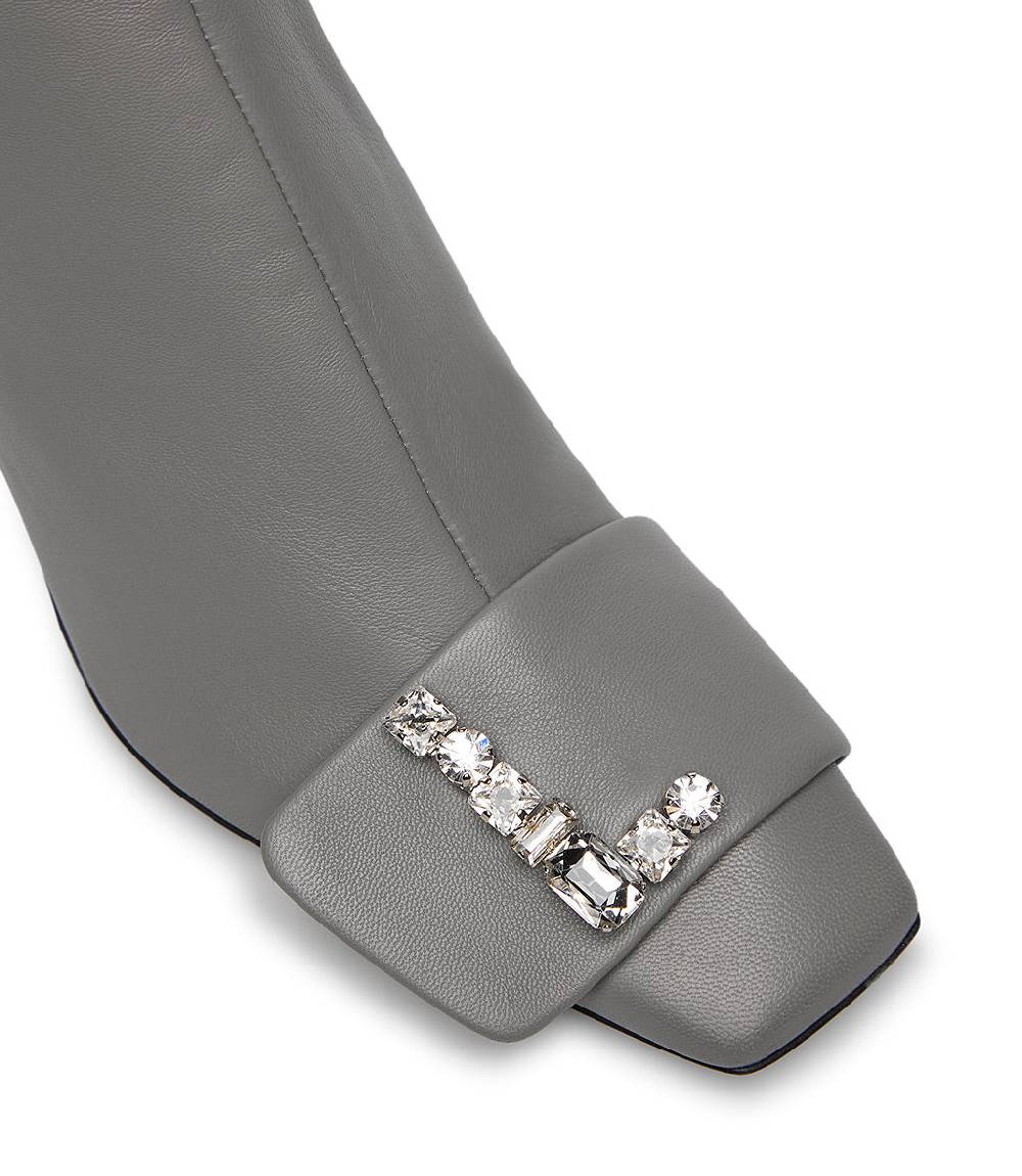 Loriblu Stivaletto in nappa grigio con Logo Signature cristalli Soddisfazione Garantita