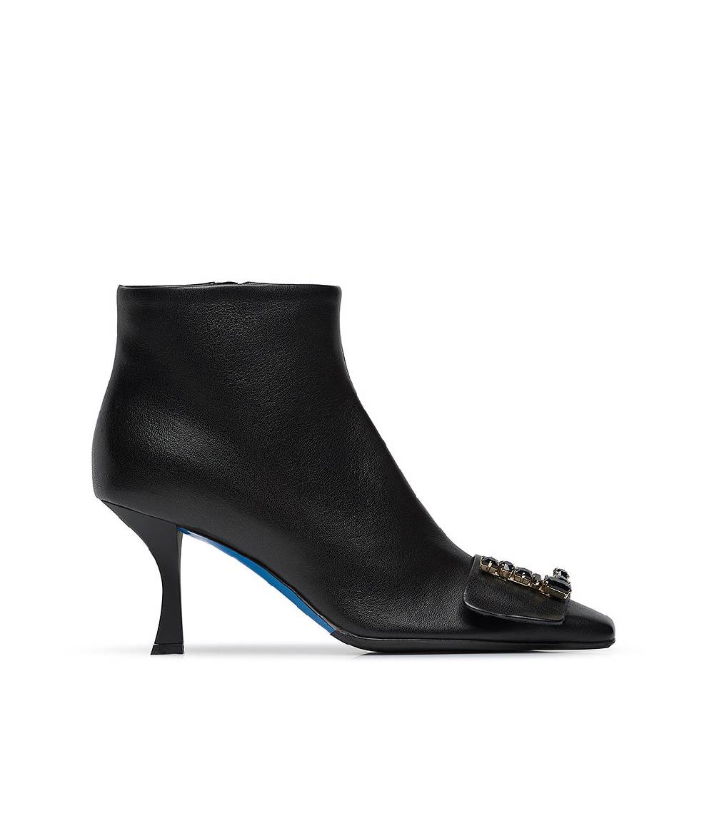 Loriblu Stivaletto in nappa nero con Logo Signature cristalli