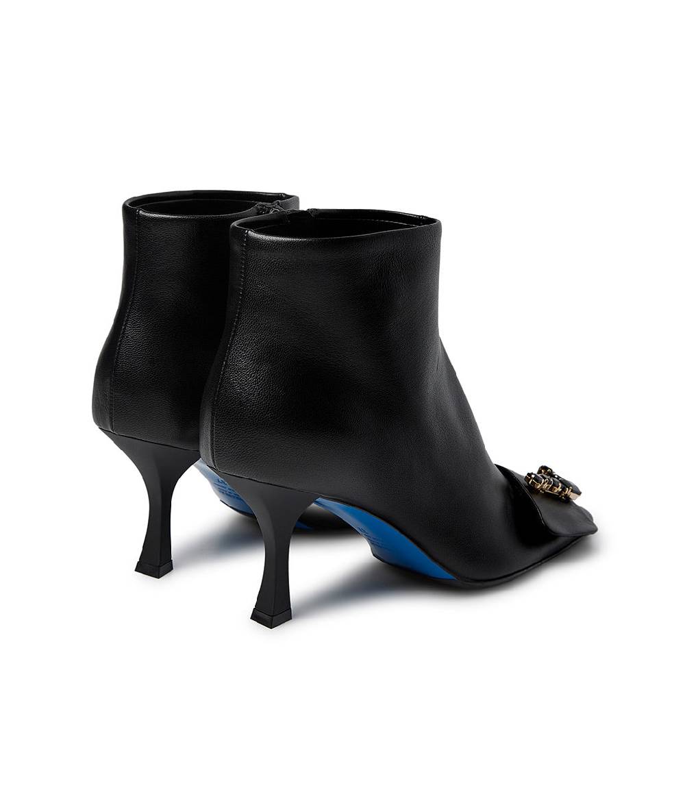 Loriblu Stivaletto in nappa nero con Logo Signature cristalli Qualità Garantita