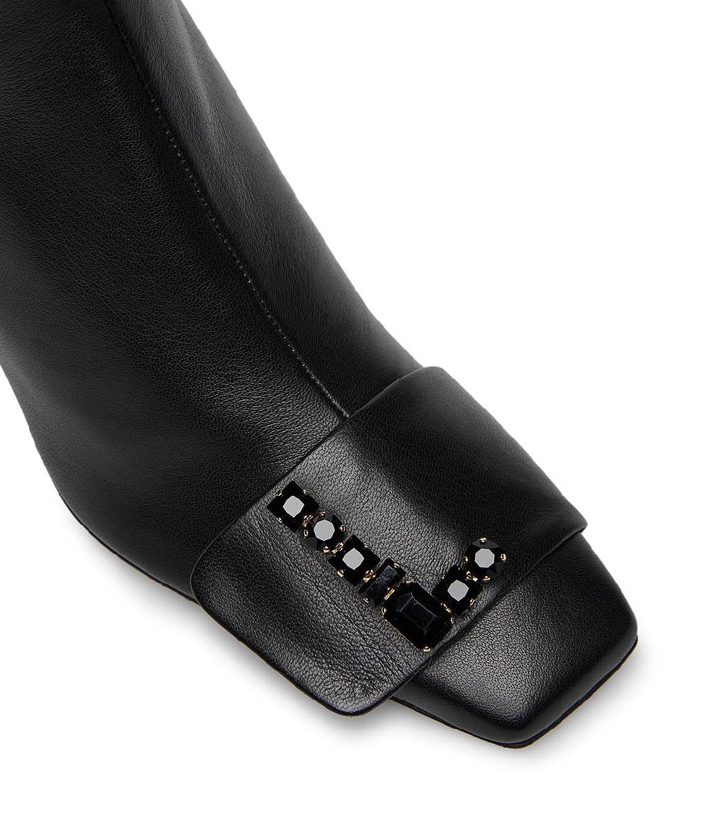 Loriblu Stivaletto in nappa nero con Logo Signature cristalli Qualità Garantita