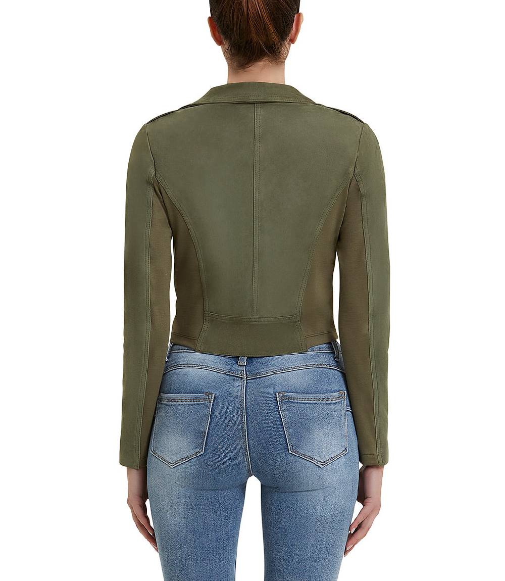 Loriblu Giacca stile biker in camoscio salvia Consegna Veloce