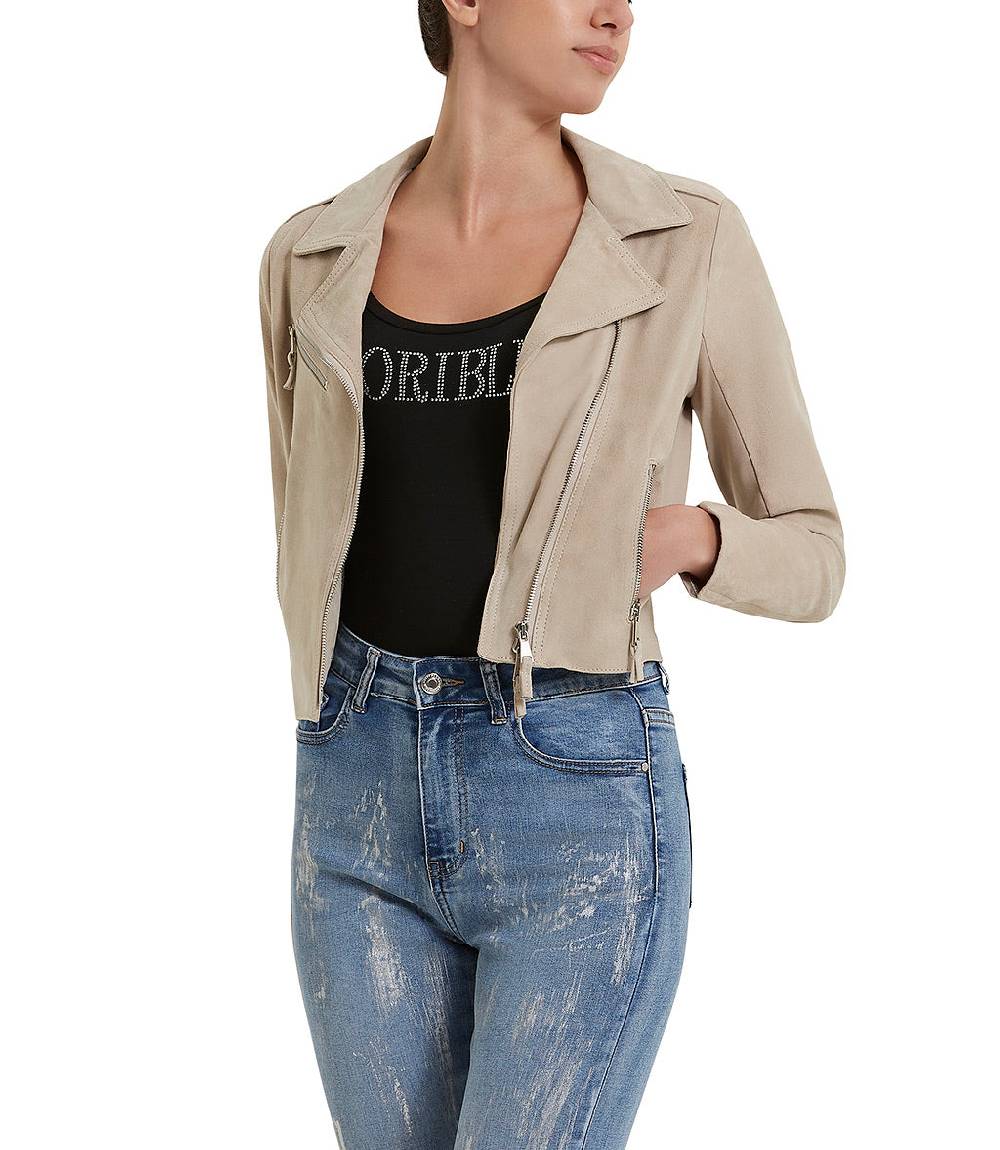 Loriblu Giacca stile biker in camoscio naturale Promozione Limitata