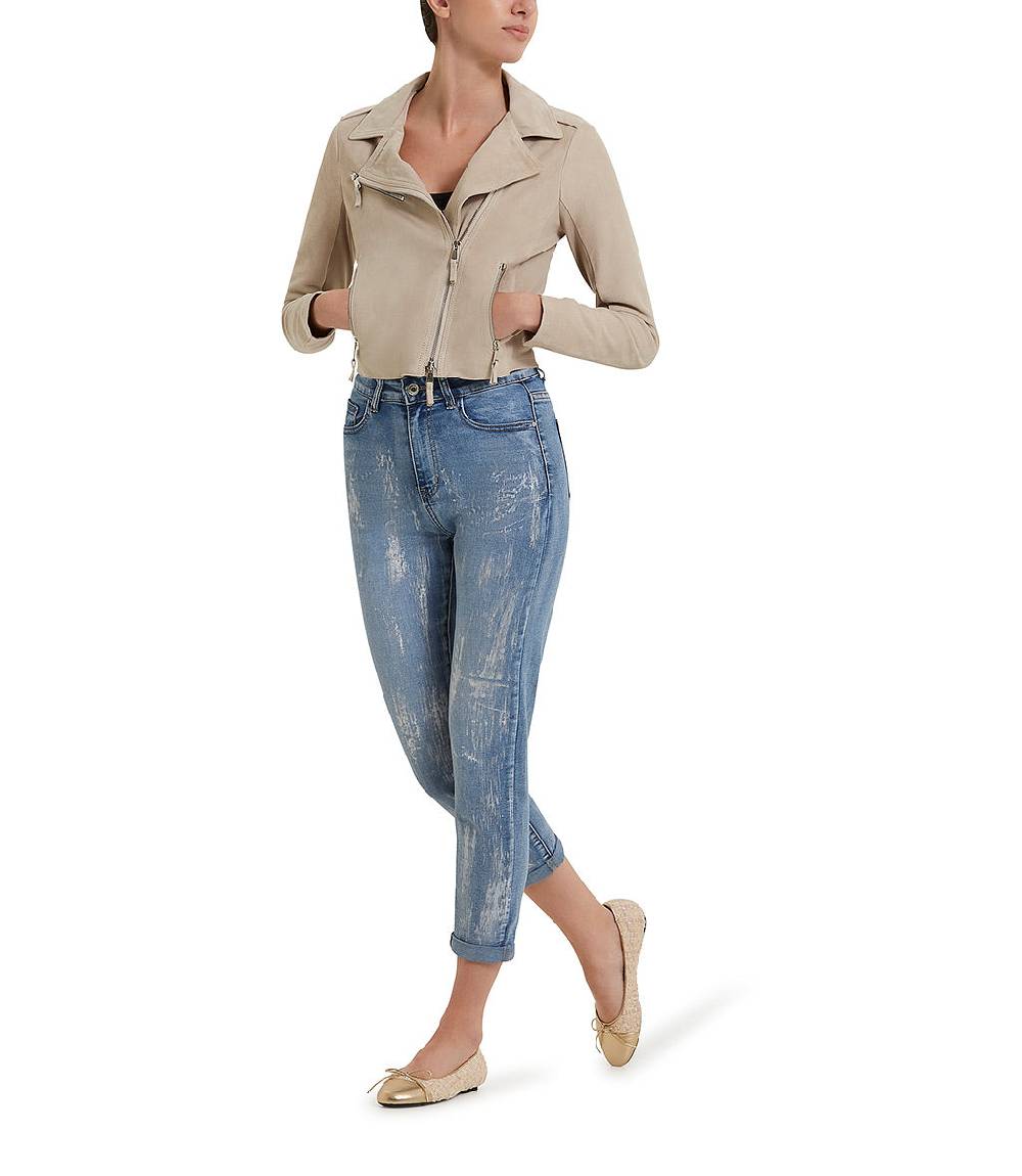 Loriblu Giacca stile biker in camoscio naturale Promozione Limitata