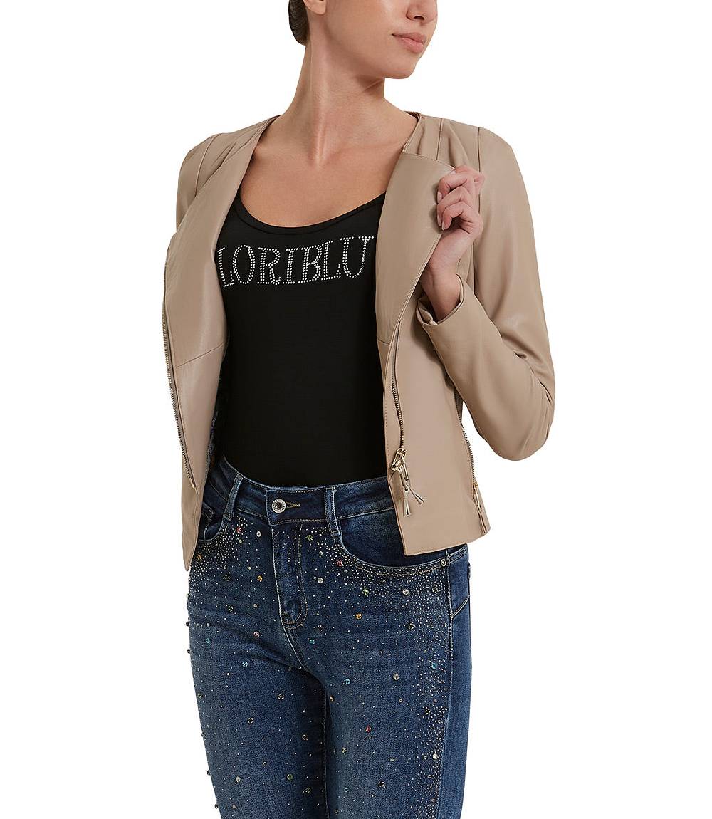 Loriblu Giacca in pelle beige Fino Al -60%