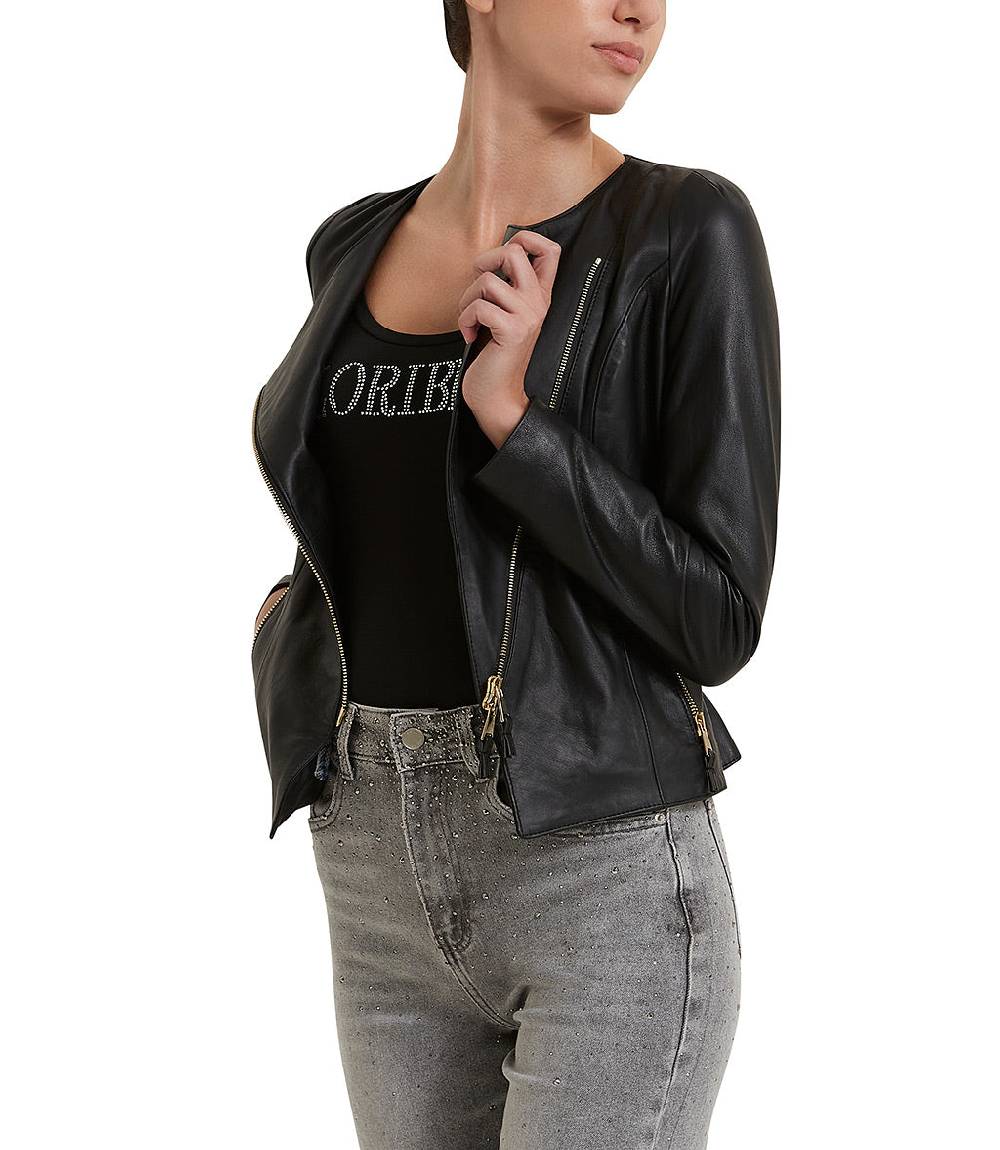 Loriblu Giacca in pelle nera Shopping Online