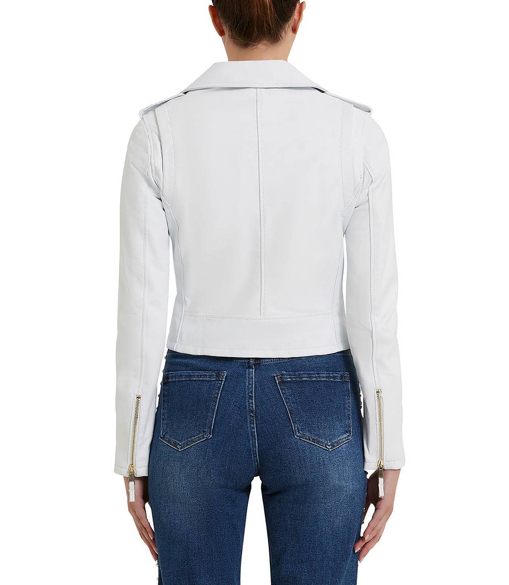 Loriblu Giacca stile biker in pelle bianca Affare Del Giorno