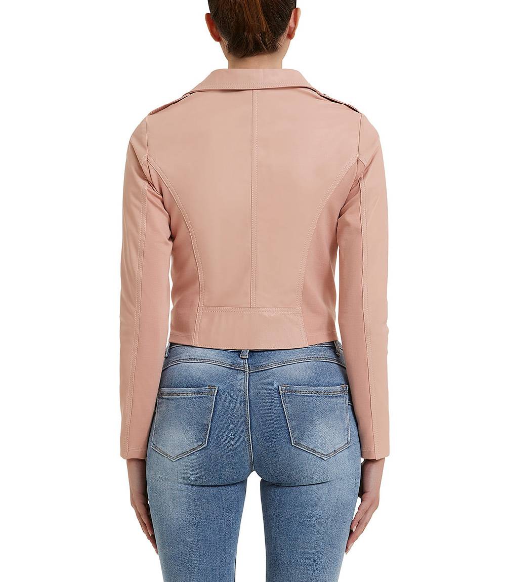 Loriblu Giacca stile biker in pelle rosa Sottocosto