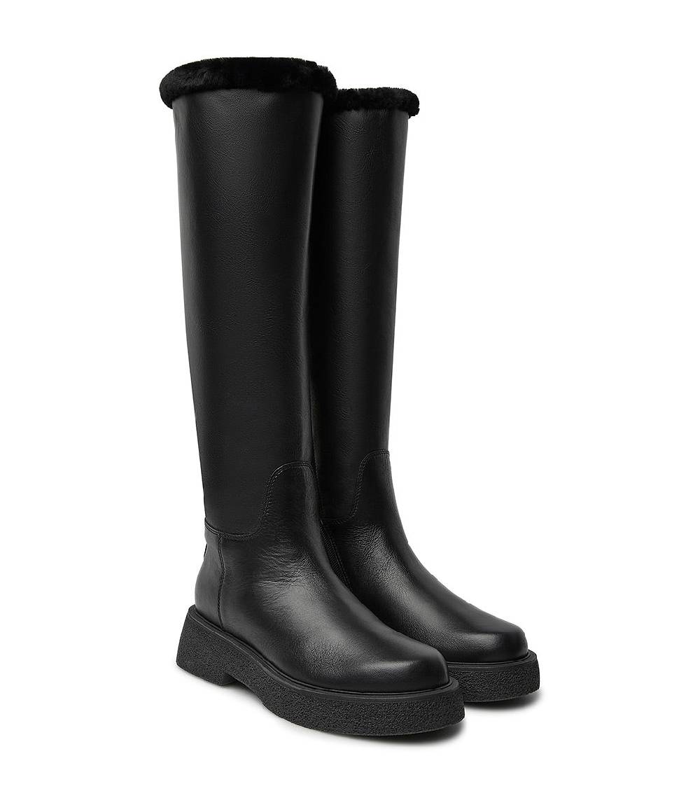 Loriblu Stivali in pelle e shearling nero Vendita Calda