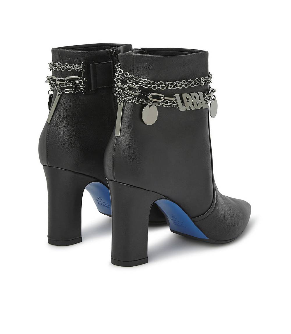 Loriblu Stivaletti in nappa nera con catenella argento Italy