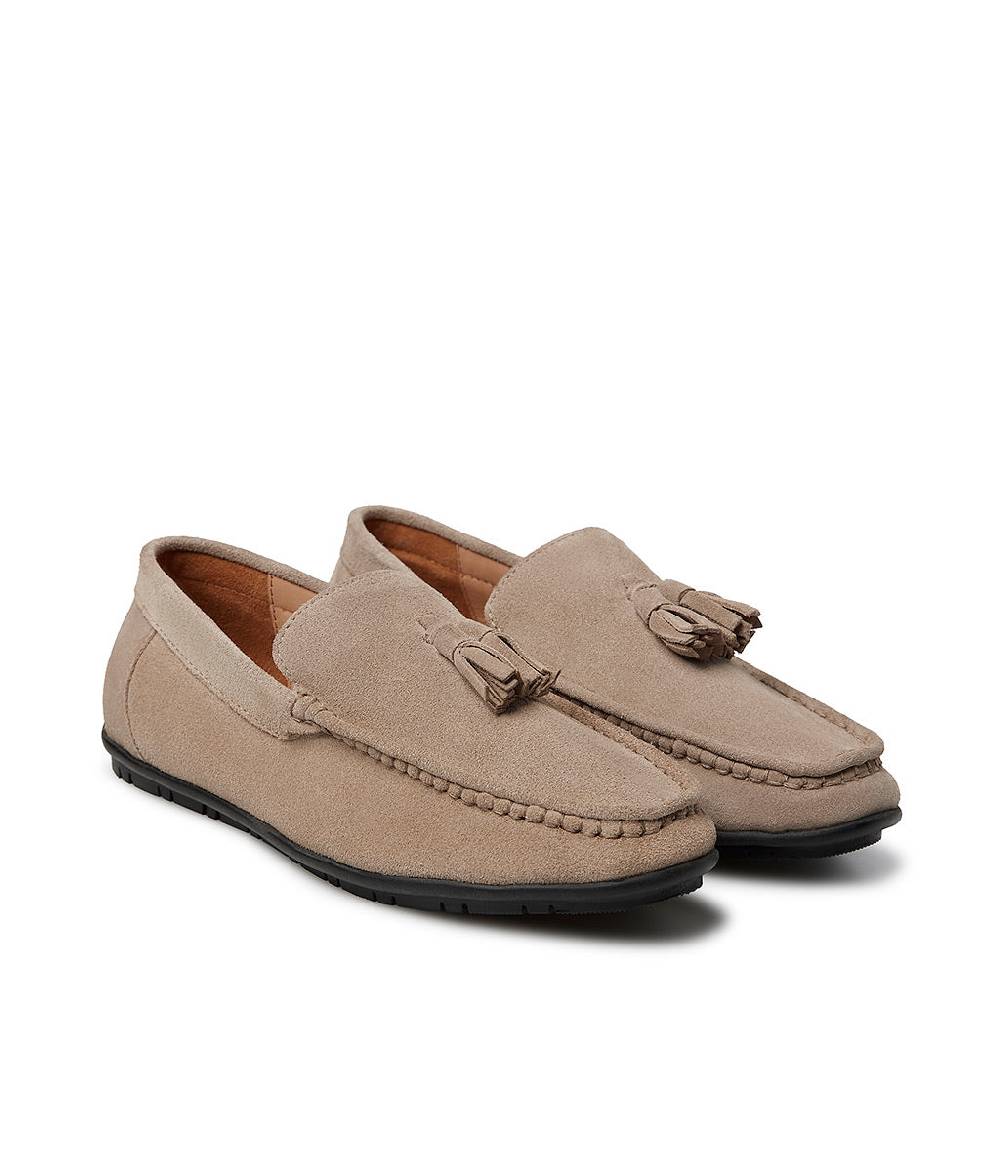 Loriblu Mocassino in camoscio camel con nappine Pezzi Unici