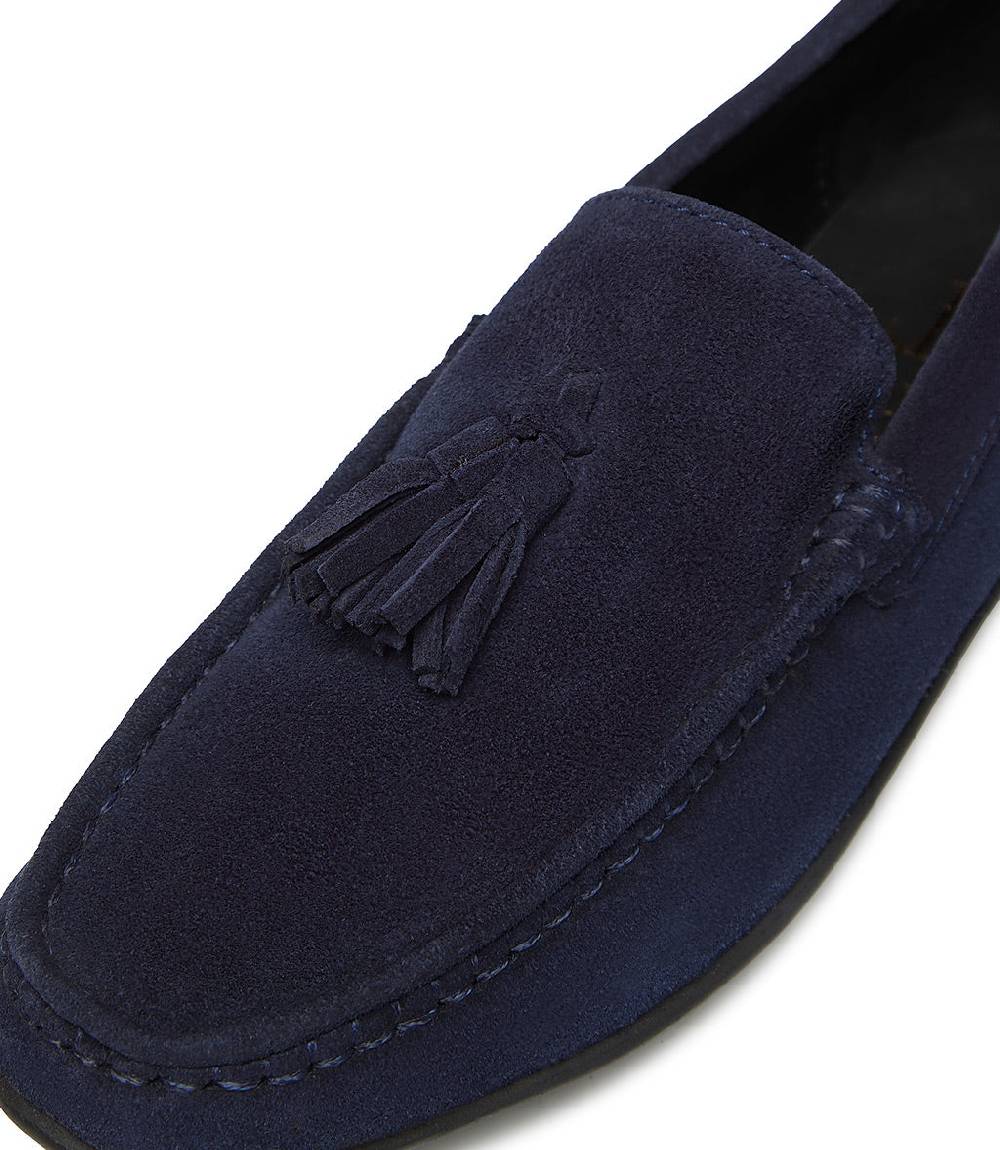 Loriblu Mocassino in camoscio blu con nappine Negozi Online