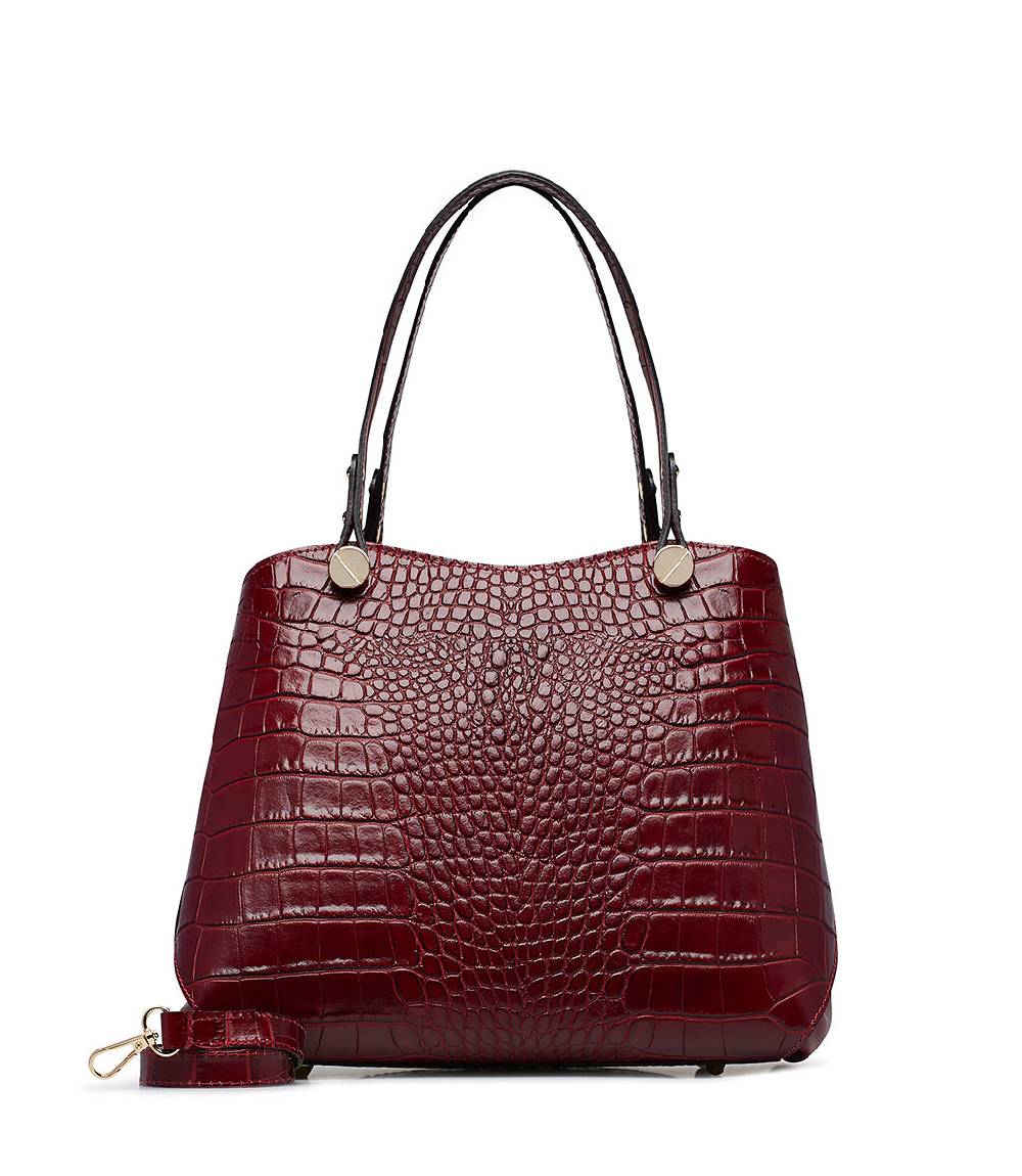 Loriblu Borsa tote bordeaux in pelle stampa cocco Prezzo Ridotto