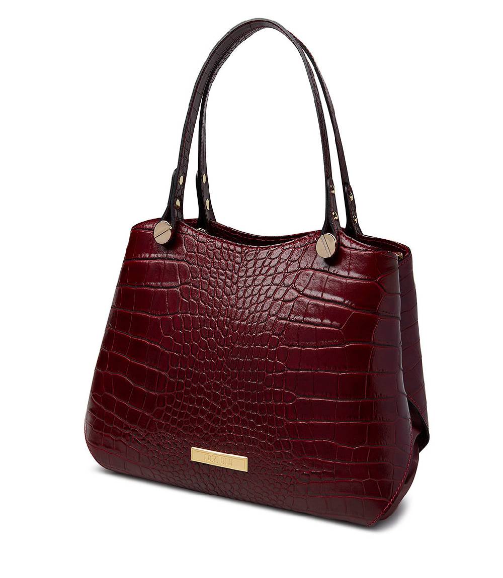 Loriblu Borsa tote bordeaux in pelle stampa cocco Prezzo Ridotto