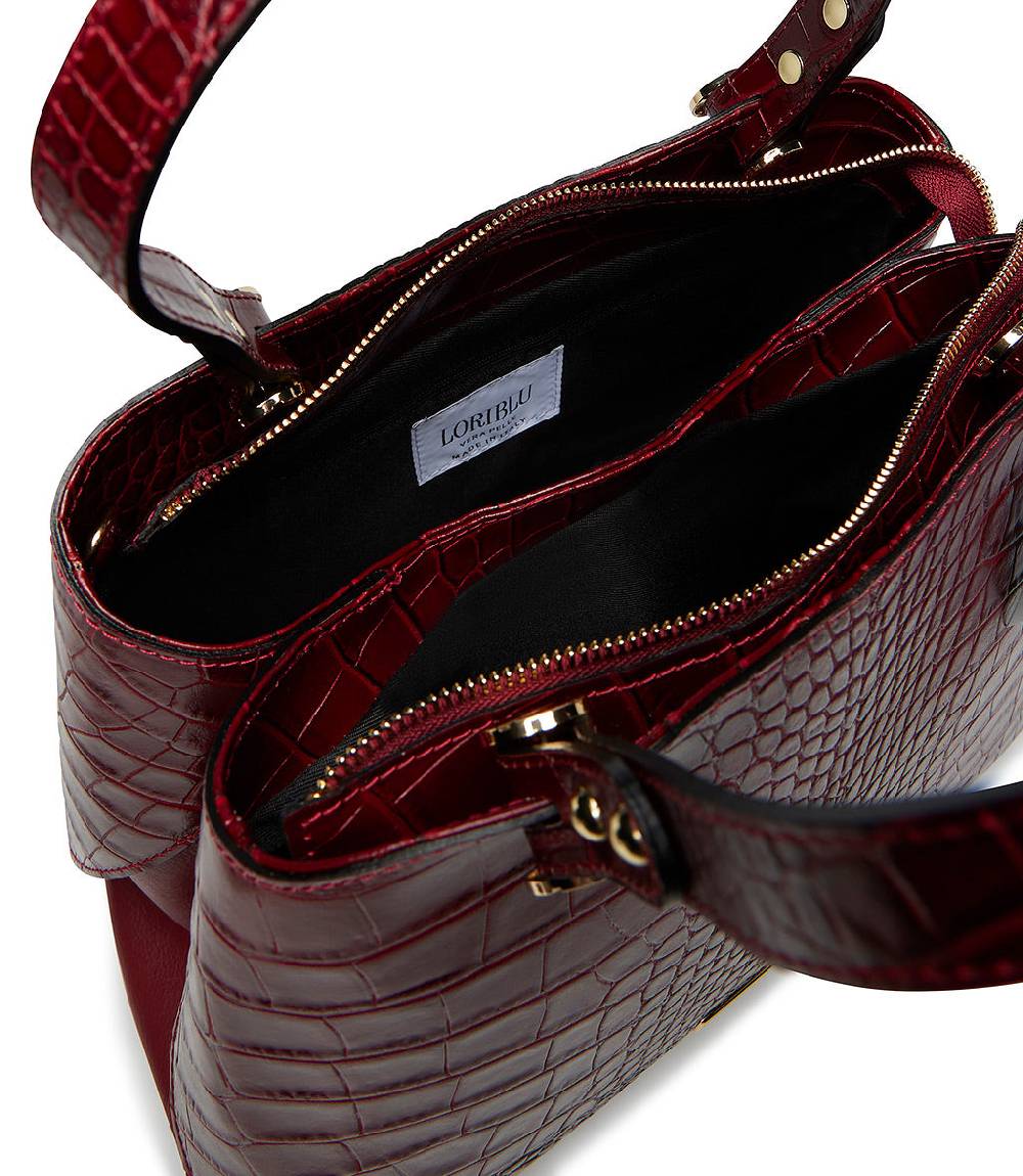 Loriblu Borsa tote bordeaux in pelle stampa cocco Prezzo Ridotto