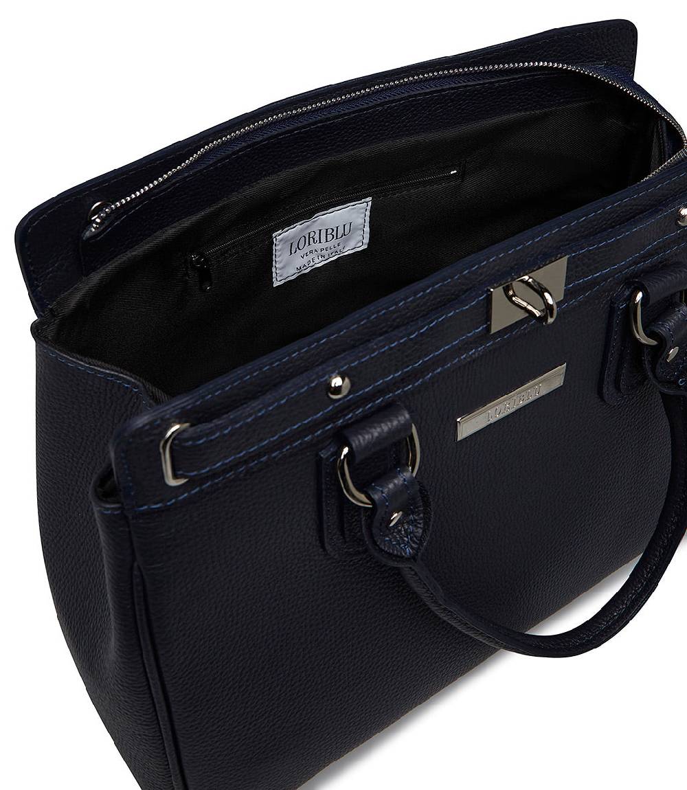 Loriblu Borsa tote in pelle testurizzata blu Sottocosto